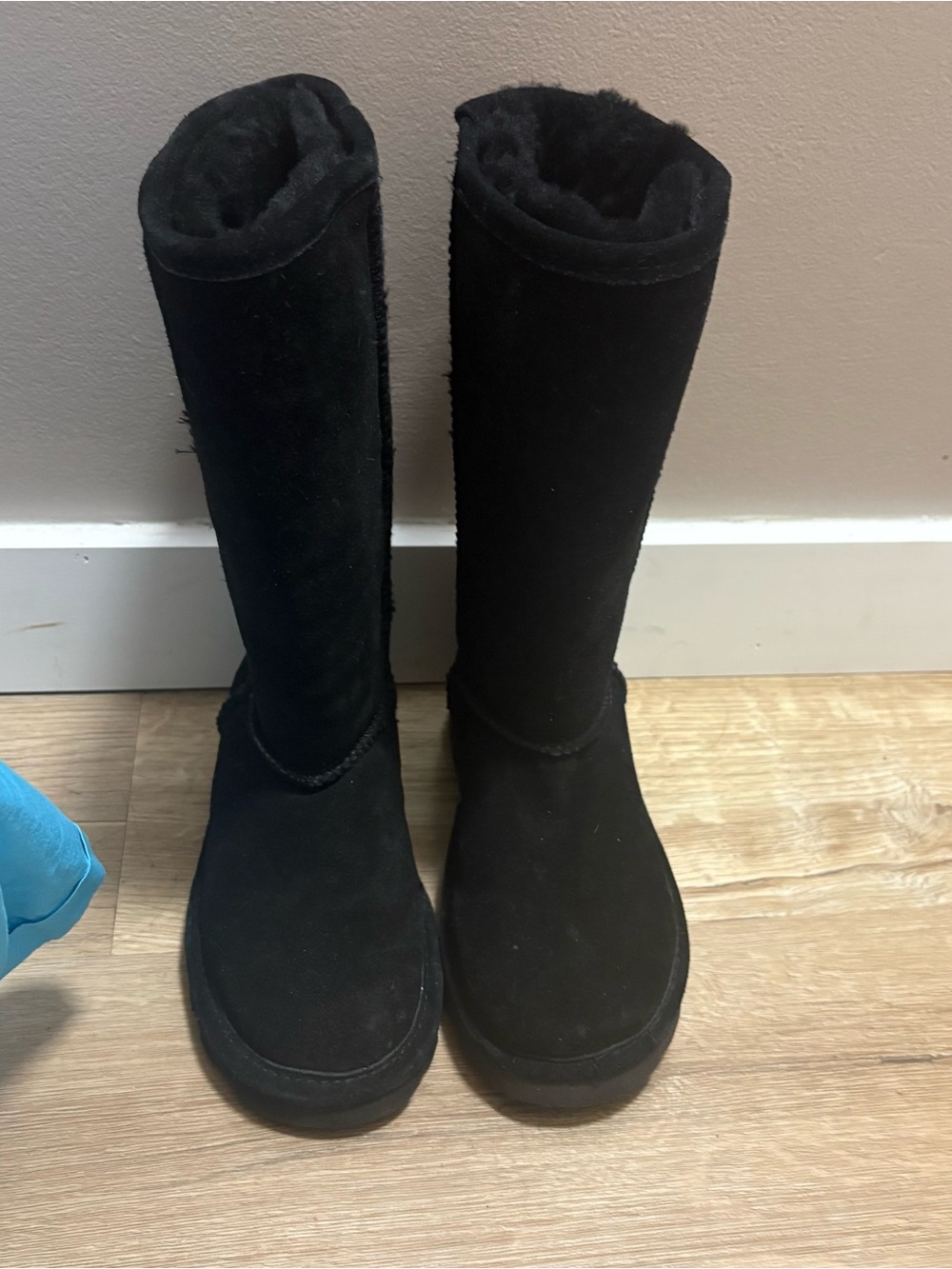 BearPaw Black Tall Suede Winter Boots